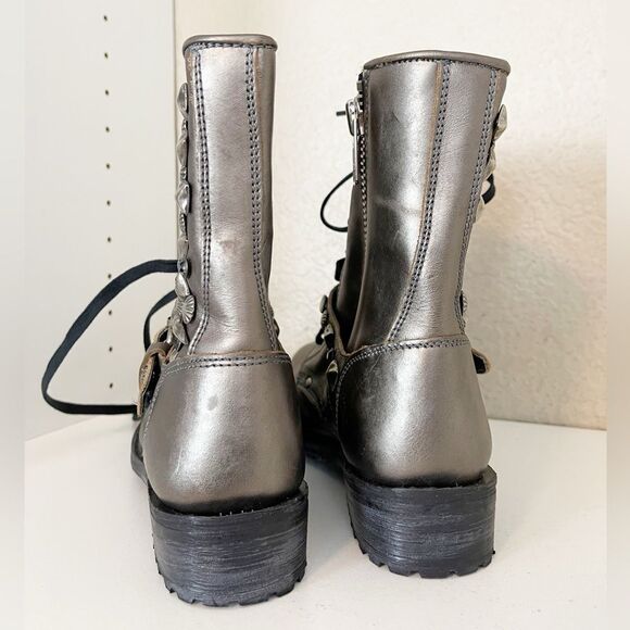 Ash Ryanna Studded embellished moto combat Boot gunmetal metallic 37.5/7.5 - Picture 9 of 14